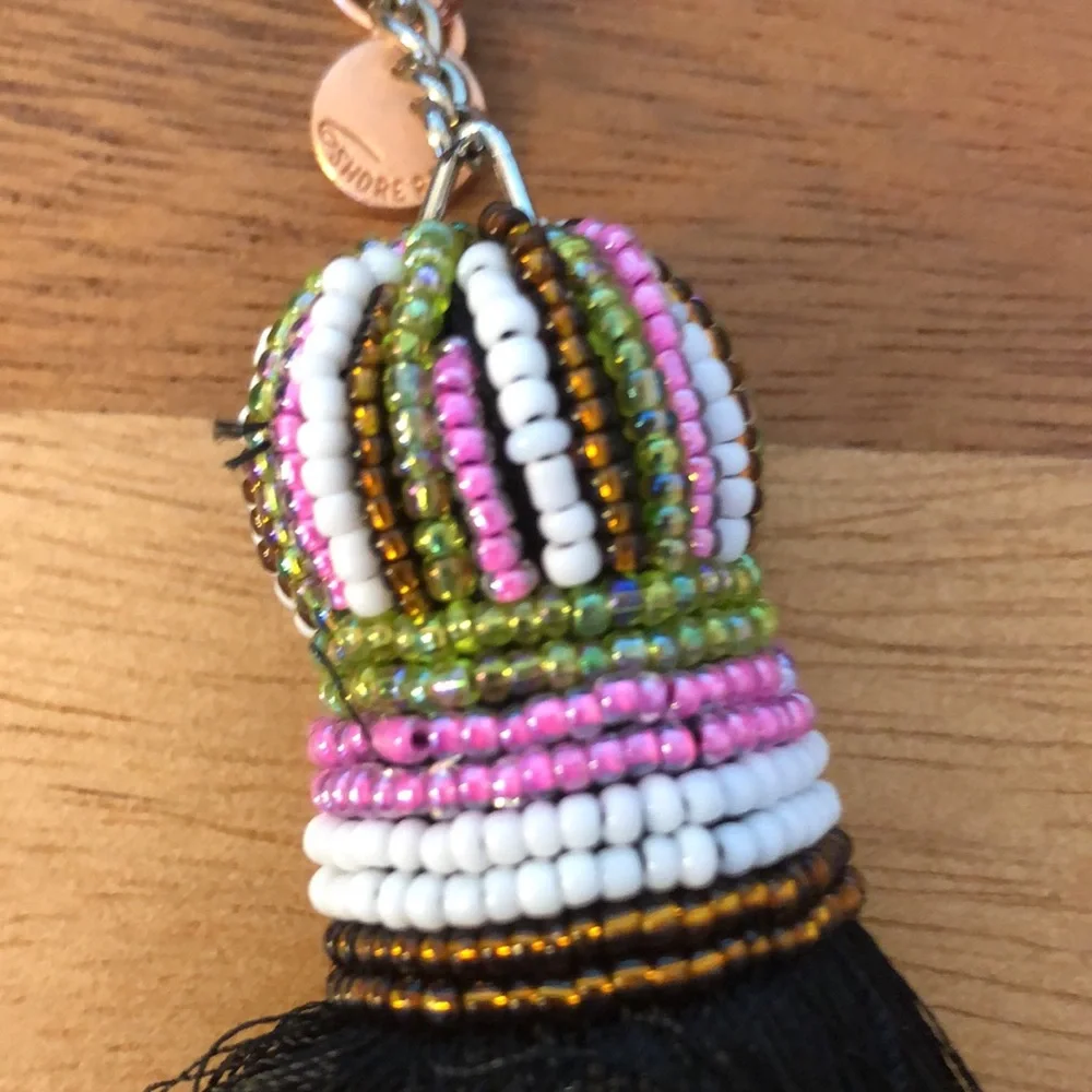 Brand New 6 Shore Road Beaded Tassel Bag Purse Charm